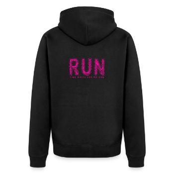 RUN - Unisex Premium Bio Zip Hoodie - Schwarz - Hinten - Nico (187cm)