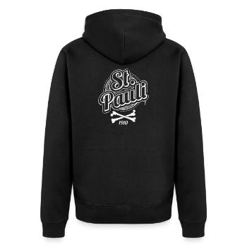 St. Pauli - St Pauli - 1910 - Unisex Premium Bio Zip Hoodie - Schwarz - Hinten - Nico (187cm)