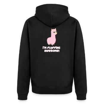 Cooles Lama - Unisex Premium Bio Zip Hoodie - Schwarz - Hinten - Nico (187cm)