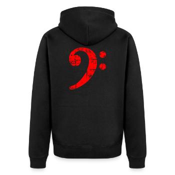 Bass Clef Vintage Musical Symbols Design (Rouge) - Veste à capuche bio Premium Unisexe - noir - Dos - Nico (187cm)