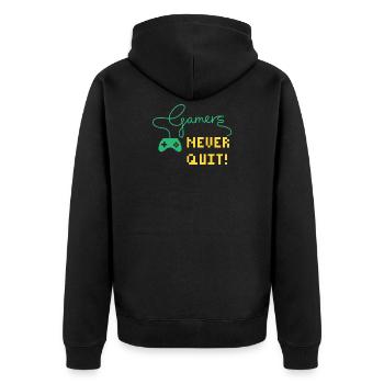 Gamer - Unisex Premium Bio Zip Hoodie - Schwarz - Hinten - Nico (187cm)