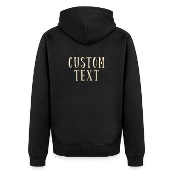 Custom Text - Unisex Premium Bio Zip Hoodie - Schwarz - Hinten - Nico (187cm)