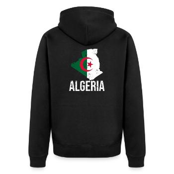 Algerian flag in map design - Unisex Premium Organic Zip Hoodie - black - Back - Nico (187cm)