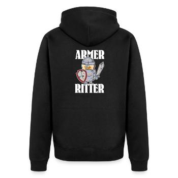 Armer Ritter, Frech Toast - Unisex Premium Bio Zip Hoodie - Schwarz - Hinten - Nico (187cm)
