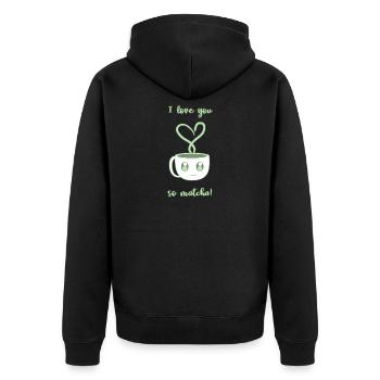 Funny pun - Unisex Premium Organic Zip Hoodie - black - Back - Nico (187cm)