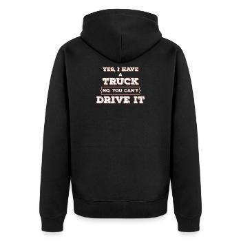 LKW Truck Auto - Unisex Premium Bio Zip Hoodie - Schwarz - Hinten - Nico (187cm)