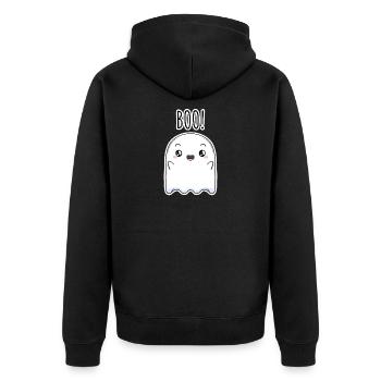 Halloween Geist - Unisex Premium Bio Zip Hoodie - Schwarz - Hinten - Nico (187cm)