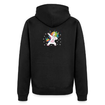 Unicorn Dab Rainbow - Unisex Premium Organic Zip Hoodie - black - Back - Nico (187cm)