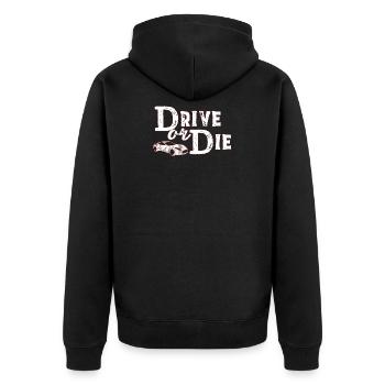 automobile - Unisex Premium Organic Zip Hoodie - black - Back - Nico (187cm)