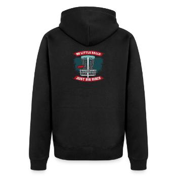 Disc Golf - Unisex Premium Bio Zip Hoodie - Schwarz - Hinten - Nico (187cm)