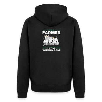 Farmer Saying Gift - Unisex Premium Organic Zip Hoodie - black - Back - Nico (187cm)