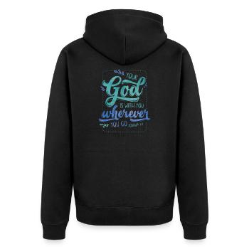 Your God Is With You - Unisex Premium Bio Zip Hoodie - Schwarz - Hinten - Nico (187cm)