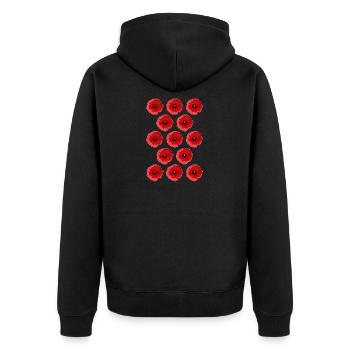 Motif abstrait coquelicots - Veste à capuche bio Premium Unisexe - noir - Dos - Nico (187cm)