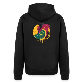 Graffiti einer Fossilen Schnecke - Unisex Premium Bio Zip Hoodie - Schwarz - Hinten - Nico (187cm)