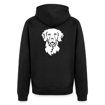Golden Retriever Head "Black Edition" - Unisex Premium Organic Zip Hoodie - black - Back - Nico (187cm)