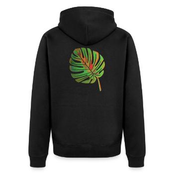 Monstera Blatt - Unisex Premium Bio Zip Hoodie - Schwarz - Hinten - Nico (187cm)