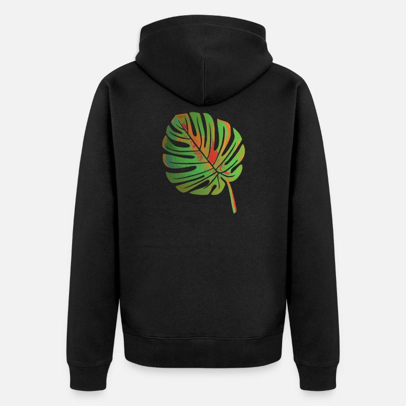 Feuille de Monstera - Veste à capuche bio Premium Unisexe - noir