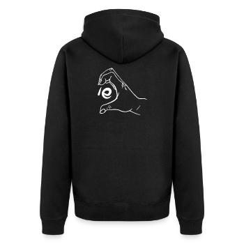 Love Hands Partner T-Shirts - Pärchen Shirt - Unisex Premium Bio Zip Hoodie - Schwarz - Hinten - Nico (187cm)