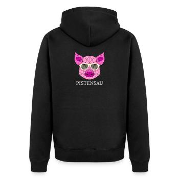 PISTENSAU - Unisex Premium Bio Zip Hoodie - Schwarz - Hinten - Nico (187cm)