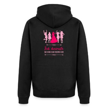 Poltern Junggesellinnenabschied - Ich heirate - Unisex Premium Bio Zip Hoodie - Schwarz - Hinten - Nico (187cm)