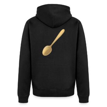 ein goldener Löffel - Unisex Premium Bio Zip Hoodie - Schwarz - Hinten - Nico (187cm)