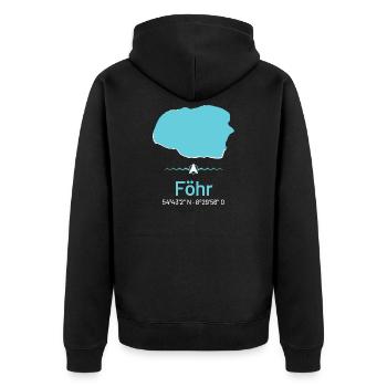 Föhr | Design-Landkarte - Unisex Premium Bio Zip Hoodie - Schwarz - Hinten - Nico (187cm)