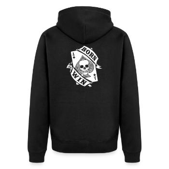 BORN TO WIN - Unisex Premium Organic Zip Hoodie - black - Back - Nico (187cm)