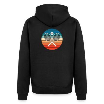 Tennis Crossed Tennis Racquets Retro - Unisex Premium Organic Zip Hoodie - black - Back - Nico (187cm)