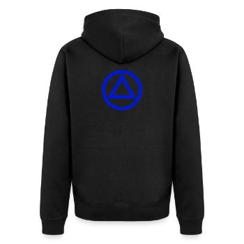Anonymous alcoholic symbol logo AA NA anti alcohol - Unisex Premium Organic Zip Hoodie - black - Back - Nico (187cm)