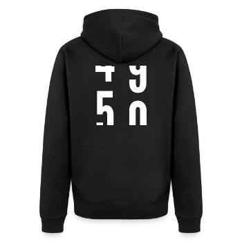 50 ans - Veste à capuche bio Premium Unisexe - noir - Dos - Nico (187cm)