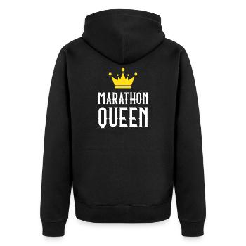 Marathon Queen - Unisex Premium Organic Zip Hoodie - black - Back - Nico (187cm)