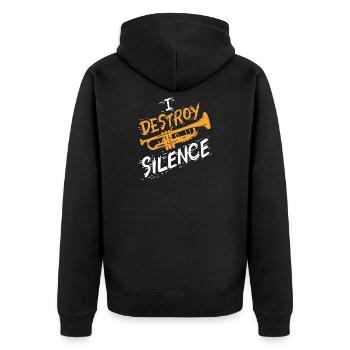 Trompete Trompeter - Unisex Premium Bio Zip Hoodie - Schwarz - Hinten - Nico (187cm)