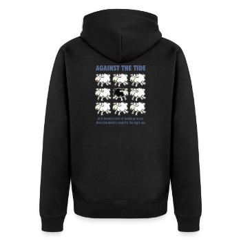 Gegen den Strom - Unisex Premium Bio Zip Hoodie - Schwarz - Hinten - Nico (187cm)