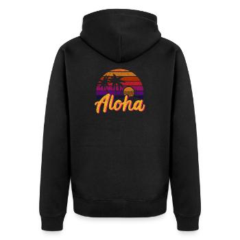 Aloha Retro - Unisex Premium Bio Zip Hoodie - Schwarz - Hinten - Nico (187cm)