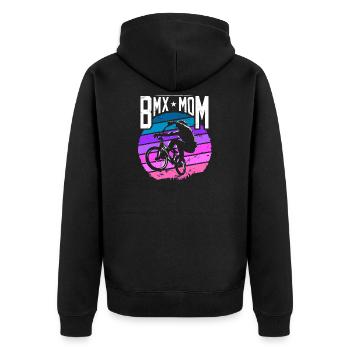 BMX Mom | BMX mother | BMX mom | BMX mom - Unisex Premium Organic Zip Hoodie - black - Back - Nico (187cm)
