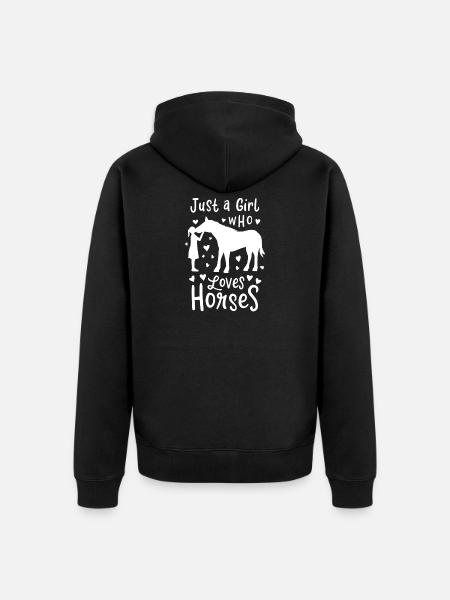Gewoon een meisje dat van springpaarden houdt - Uniseks Premium bio ziphoodie - zwart