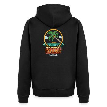 Maui Hawaii Retro - Unisex Premium Bio Zip Hoodie - Schwarz - Hinten - Nico (187cm)