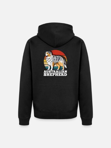 Australian Shepherd Aussie Retro - Unisex Premium Organic Zip Hoodie - black