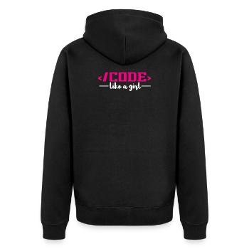 Codierung Programmierung Informatik - Unisex Premium Bio Zip Hoodie - Schwarz - Hinten - Nico (187cm)