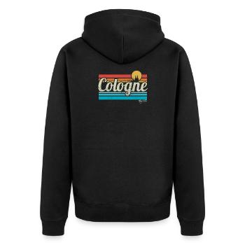 Cologne Köln Retro Vintage Surfer Kölner Karneval - Unisex Premium Bio Zip Hoodie - Schwarz - Hinten - Nico (187cm)