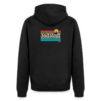 Köln Südstadt Veedel Viertel Retro Vintage Surfer - Unisex Premium Bio Zip Hoodie - Schwarz - Hinten - Nico (187cm)