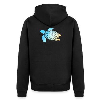 Sea Turtle Watercolor Blue - Unisex Premium Organic Zip Hoodie - black - Back - Nico (187cm)