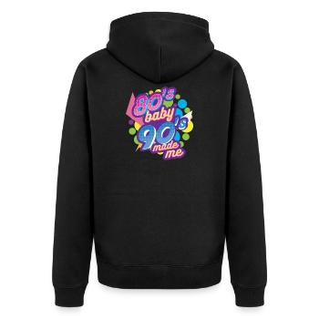 80er Jahre 90er Jahre - Unisex Premium Bio Zip Hoodie - Schwarz - Hinten - Nico (187cm)