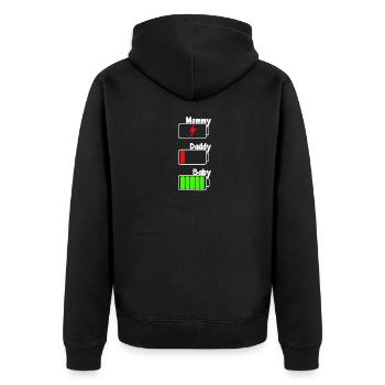 Maman, Papa Bébé Batterie Les Parents Adorent la Famille Ge - Veste à capuche bio Premium Unisexe - noir - Dos - Nico (187cm)
