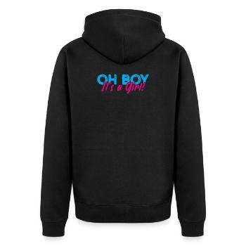 Gender Reveal Party Schwangerschaft Babyparty - Unisex Premium Bio Zip Hoodie - Schwarz - Hinten - Nico (187cm)