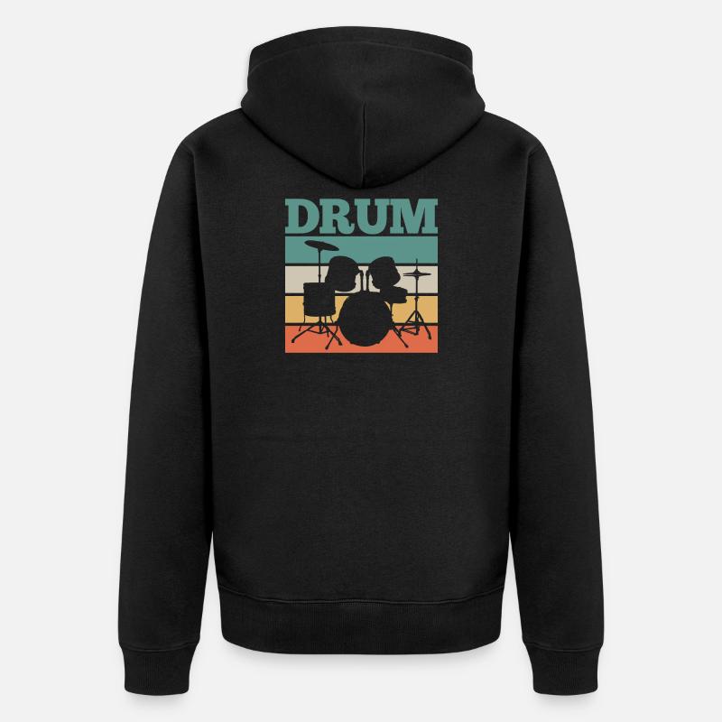 Drummer Drums Retro - Veste à capuche bio Premium Unisexe - noir