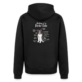Border Collie - Unisex Premium Bio Zip Hoodie - Schwarz - Hinten - Nico (187cm)