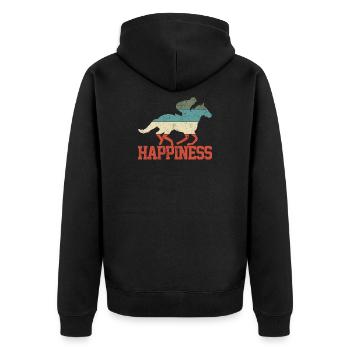 Reiter Reiten Pferd - Unisex Premium Bio Zip Hoodie - Schwarz - Hinten - Nico (187cm)