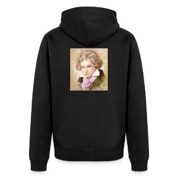 Ludwig van Beethoven dans un style aquarelle - Veste à capuche bio Premium Unisexe - noir - Dos - Nico (187cm)