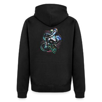 bmx BMX Fahrrad | BMX Rennen | Weihnachten - Unisex Premium Bio Zip Hoodie - Schwarz - Hinten - Nico (187cm)